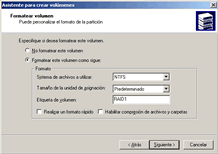 Imagen formateando con NTFS y etiqueta RAID1