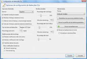 Men de configuracin del programa