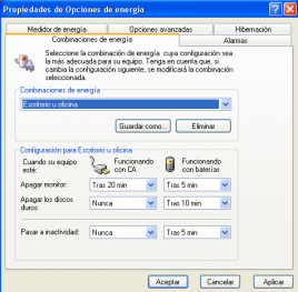 Combinacin de energa Escritorio u oficina
