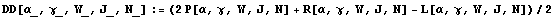 DD[α_, γ_, W_, J_, N_] := (2P[α, γ, W, J, N] + R[α, γ, W, J, N] - L[α, γ, W, J, N])/2