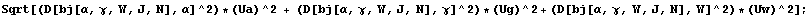 Sqrt[(D[bj[α, γ, W, J, N], α]^2) * (Ua)^2 + (D[bj[α, γ, W, J, N], γ]^2) * (Ug)^2 + (D[bj[α, γ, W, J, N], W]^2) * (Uw)^2] ;