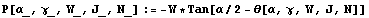 P[α_, γ_, W_, J_, N_] := -W * Tan[α/2 - θ[α, γ, W, J, N]]